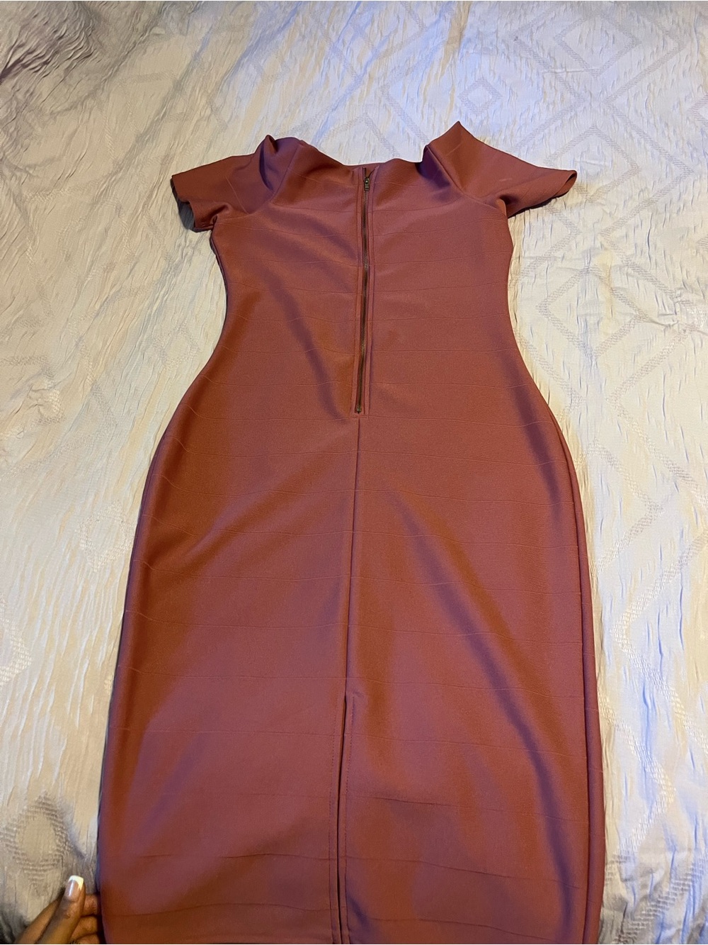 Fashion Nova Women's Midi Dress in Burnt Red